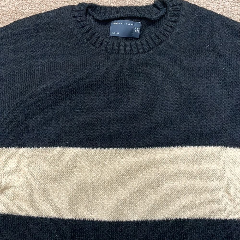 ASOS women black and cream stripe sweater. Size 4 - Picture 3 of 4